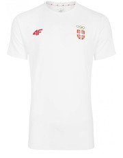 T-shirt - koszulka męska [S4L16-TSMF700] Replika koszulki treningowej męskiej Serbia Rio 2016 TSMF700 - biały - - 4f.com.pl